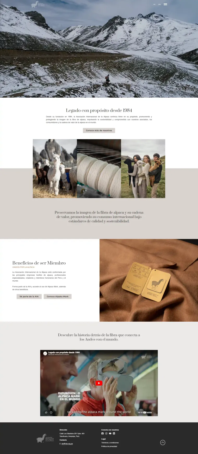 Portada del proyecto Asociación Internacional de la Alpaca (AIA)